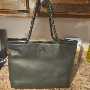 Tory Burch Black Leather Tote Bag